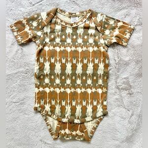NWOT Kate Quinn Ikat Camo Short Sleeve Lap Neck Modal Bodysuit